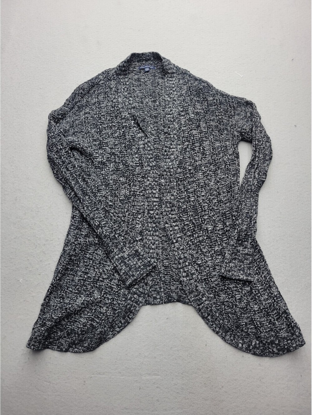 American Eagle Women's Sweater Large Black/White Cardigan Heather Cotton Casual